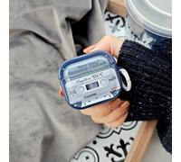 1 pezzo Custodia per auricolari 1/2/3/4/Pro/Pro2 di design vintage con forma di nastro musicale blu e cerchio grigio, design radio d'epoca semplice e minimalista, semi-trasparente e 3D, con supporto A