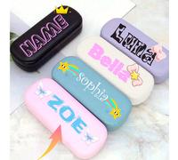 1 pezzo Custodia per occhiali in pelle PU con nome carino, custodia personalizzata per gli occhiali da sole, Custodia rigida per bicchieri misized, Astuccio per lenti, Accessori per la conservazione d