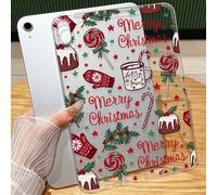 1 pezzo Custodia per tablet natalizi, stile natalizio carino con stampa a lecca-lecca, foglie di agrifoglio e stelle, custodia trasparente per iPad con il messaggio "Buon Natale", adatta a creare un'a