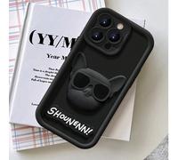 1 pezzo Custodia per telefono 3D a forma di bulldog, carina, compatibile con iPhone 16 ProMax/16 Plus/16 Pro/16, regalo o per sé, stile Ins, protezione completa anti-caduta per la fotocamera posterior