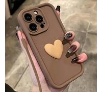 1 pezzo Custodia per telefono a forma di cuore nera alla moda con elementi 3D minimalisti, compatibile con Apple 17/16/15/14/12/13 Pro Max, Honor X7, S26-20 A56 5G, cover protettiva antiurto full-body