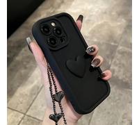 1 pezzo Custodia per telefono alla moda a forma di cuore nero, compatibile con iPhone 12/13 Pro Max, Honor X7, Galaxy A56 5G, Smart 8, Hot 40i, Spark 20, Spark 20C, Spark Go 2024, Note 14 5G, E22/E22i