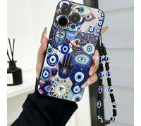 1 pezzo Custodia per telefono cellulare decorativa con perline, occhio del diavolo colorato e spessa, antiurto, compatibile con 16/16Pro/16Plus/16ProMax, 15 ProMax, Apple P13/P14, A50 A12 A32 A52 A72