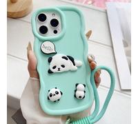 1 pezzo Custodia per telefono cellulare fai-da-te a forma di macaron verde menta con bordo ondulato e panda carino, l'ultimo caso di telefono cellulare più venduto nel 2025, compatibile con Samsung Ga