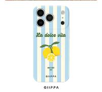1 pezzo Custodia per telefono con base a righe verticali blu e bianche e design a motivo di limoni, compatibile con Phone 17 Pro Max, Phone 16 Pro Max, 15 Pro Max, 14 Pro Max, 11/12/13/14/15/16 Pro Ma