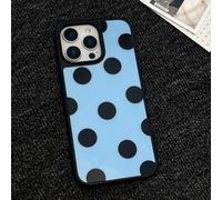 1 pezzo Custodia per telefono con cornice nera, a pois semplice, compatibile con serie 16/15/14/13/12/11, design vintage in acrilico antidurto, impermeabile e resistente ai graffi, colore dopamina iPh