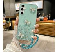 1 pezzo Custodia per telefono con farfalla alla moda, glitter stellati, cristallo millennium, farfalla + braccialetto di perline, compatibile con Samsung Galaxy S8, 16, Redmi Note 11 4G, OPPO A54, Inf