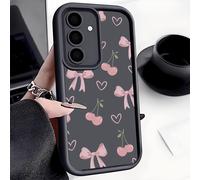 1 pezzo Custodia per telefono con fiocco rosa e ciliegie, stile di moda, antiurto, con protezione antiscivolo spessa, compatibile con iPhone 17 Series, Honor, Redmi, Galaxy, versione internazionale, n