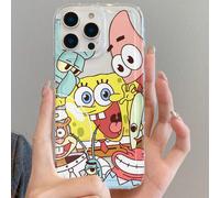 1 pezzo Custodia per telefono con motivo alla moda di SpongeBob SquarePants, Polpo e Mr. Krabs, ammortizzante e forata, compatibile con Samsung/ 17/16/15/14/13/12/11 Pro Max/12 Pro/14 Plus e altri mod