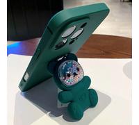 1 pezzo Custodia per telefono con portachiavi a forma di orsetto, custodia in silicone di colore solido di lusso, compatibile con Samsung, Apple 11/12/13/14/15/16 Pro Max, Samsung S22/23/24/25+ UA04/A