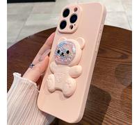 1 pezzo Custodia per telefono con portachiavi a forma di orsetto, custodia in silicone di colore solido di lusso, compatibile con Samsung, Apple 11/12/13/14/15/16 Pro Max, Samsung S22/23/24/25+ UA04/A