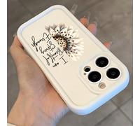 1 pezzo Custodia per telefono con stampa di girasole opaco beige e citazione ispiratrice "I Am Beautiful Strong Enough" in inglese, copertura protettiva in TPU antiurto, compatibile con iPhone 17/17 P