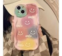1 pezzo Custodia per telefono con texture cremosa ondulata e viso sorridente rosa carino Dopamina, adatta per iPhone 11/12/13/14/15/16/17/ 16/15/14/13/12/11 Pro Max XS/XR/X/7/8/Plus Honor X9c/X9b/X8a/