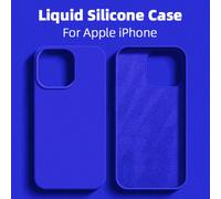 1 pezzo Custodia per telefono in silicone liquido di lusso, in materiale puro di colore blu, compatibile con iPhone 17 Air, 16e, 11, 13, 12, 14, 15 Pro Max, adatta per iPhone 16 Pro Max, custodia prot
