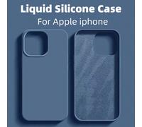 1 pezzo Custodia per telefono in silicone liquido di lusso, in materiale puro di colore blu, compatibile con iPhone 17 Air, 16e, 11, 13, 12, 14, 15 Pro Max, 16 Pro Max, custodia protettiva antiurto, r