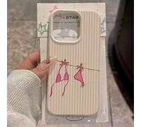 1 pezzo Custodia per telefono in TPU con motivo a bikini a righe rosa, modello alla moda, compatibile con Apple/telefoni, versione internazionale, non la versione domestica, regalo di compleanno prima