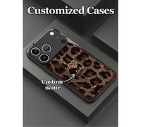 1 pezzo Custodia per telefono in vetro temperato personalizzabile con design minimalista a cuore e stampa leopardata, compatibile con iPhone 17 ProMax/17AIR/16 ProMax/15 Pro/14 Plus/13 Pro/12 Pro Max/