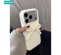 1 pezzo Custodia per telefono Koolife con fiocco 3D bianco, in TPU morbido e silicone, stile coreano carino Ins, antiurto e anti-graffio, adatta per Apple 17/17pro/17promax/16/15/14/13 Iphone 13,iPhon