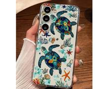 1 pezzo Custodia per telefono morbida con design di mondo sottomarino da sogno, tartaruga fortunata e alghe, compatibile con Huawei Honor Galaxy A04e/12/A13/A14/A34/A50/A52/A53/A54/S21/S22/S23/S24/S25