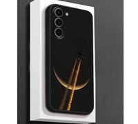 1 pezzo Custodia per telefono nera anti-caduta e anti-scivolo con design aereo e luna compatibile con iPhone 17/17 Air/17 Pro/17 Pro Max Honor Galaxy A04e/A05s/A13/A14/A15/A34/A35/A50/A52/A53/A54/S21/
