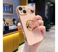 1 pezzo Custodia per telefono nera con elettrodeposizione anti-caduta, 1 pezzo Supporto rotante nero con elettrodeposizione 6D, 1 pezzo Custodia per telefono nera con cuore in strass e elettrodeposizi