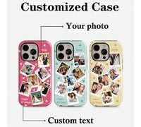 1 pezzo Custodia per telefono personalizzata con collage multi-foto, scena commemorativa di compleanno quotidiana, messaggio di testo personalizzato, adatta per coppie, amici, famiglia, migliori amici