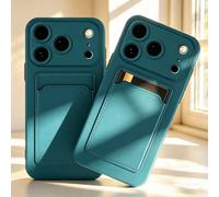 1 pezzo Custodia per telefono verde compatibile con iPhone, compatibile con telefoni Apple, custodia in silicone con slot per carta integrata e colori a contrasto per uomo, con pulsanti tattili, motiv