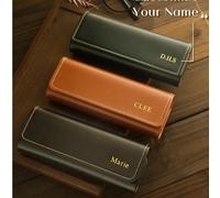 1 pezzo Custodia personalizzata per occhiali con nome, borsa portaoggetti alla moda per occhiali, astuccio in finta pelle per occhiali, scatola minimalista personalizzata per occhiali, incisa, regalo