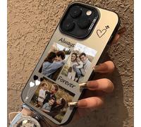 1 pezzo Custodia personalizzata per telefono con foto personalizzata, personalizza il tuo nome, eterno e alla moda. 1 pezzo Custodia personalizzata per obiettivo di matrimonio eterno in nero opaco, co