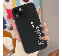 1 pezzo Custodia personalizzata per telefono con specchio, colore solido trasparente, forma a cuore carina con testo personalizzato, compatibile con Apple 11 12 13 14 15 16 Pro Max HUAWEI P30,HUAWEI P