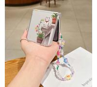 1 pezzo Custodia pieghevole per telefono in materiale PC opaco con elemento decorativo gatto in vaso, abbinata a un braccialetto dello stesso colore, in grado di proteggere e prevenire la caduta: comp