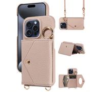 1 pezzo Custodia portafoglio multifunzionale a tracolla con elementi a specchio, resistente agli urti, con slot per schede, specchio e foro per le cuffie, compatibile con Apple 17 Pro Max/17 Pro/17/17
