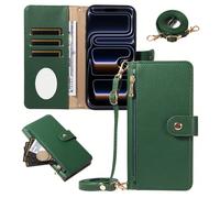 1 pezzo Custodia protettiva a tracolla per telefono con slot per schede, tasca con cerniera compatibile con Apple 17 ProMax/16/15/14/13/12/11pro, A56, NOTE 14 PRO 5G, specchio per il trucco, versione 