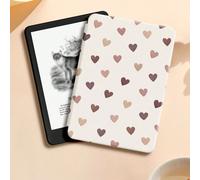 1 pezzo Custodia protettiva con stampa a cuore marrone, adatta per Kindle 2024, Kobo, Kindle NK 11/Kindle Kids Edition/Kindle Paperwhite 5, Copertina per e-book reader con funzione di risveglio/sospen