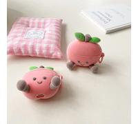 1 pezzo Custodia protettiva in silicone con grafica 3D a texture floccata a forma di pesca carina, compatibile con 1/2/3/Pro/Pro2/Pro3, FreeBuds 4/4E/5i/6i/Se2/Se3/Pro3/Pro4/molletta, Buds3/3Pro/FE Ap