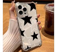 1 pezzo Custodia protettiva in TPU trasparente con motivo a stelle in bianco e nero, antiurto, compatibile con Apple 17 Air/17 Pro Max, 16 Pro, 11, 15 Pro Max, 14 Pro Max / Galaxy / Honor X6A, X7B, X8