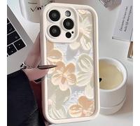 1 pezzo Custodia protettiva morbida, a forma di girasole giallo e bianco, motivo floreale carino e fresco, design a gradini con cornice bianca opaca, compatibile con Samsung/Galaxy/OPPO/VIVO/Honor/Rea