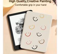 1 pezzo Custodia protettiva per ebook reader Kindle Paperwhite 5/Kindle NK 11/Kindle Basic, con motivo a faccia sorridente, funzione di risveglio/sospensione automatica, leggera e sottile, perfettamen