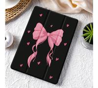 1 pezzo Custodia protettiva per tablet con sfondo nero, fiocco rosa e motivo a cuori, compatibile con Apple iPad 10.2" 2021/2020, iPad Pro, Galaxy Tab A8 10uawei Matepad 10.4"/Tab, Mi Pad, anti-caduta