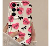 1 pezzo Custodia protettiva per telefono con forma d'onda, fiocco nero e cuore rosa, compatibile con Samsung A14/A15/A16/A17/A04/A05/A06/A07/A54/A55/A56/A57/A34/A35A/36/A37/S26/S26Plus/S26Ultra, Trans