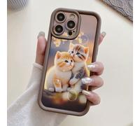 1 pezzo Custodia protettiva per telefono con motivo carino di un gatto abbracciante, design con fori di precisione, anti-scossa, colore marrone caffè, compatibile con 11 Pro Max/12 Pro Max/13 Pro Max/
