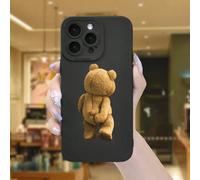 1 pezzo Custodia protettiva per telefono in TPU nera con grafica dell'orso, antiurto, compatibile con iPhone 17, 16, 15, 14, 13, 12, 11 Pro Max, versione internazionale, non la versione domestica, reg