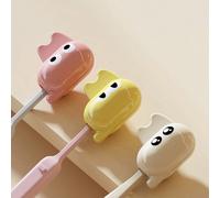 1 pezzo Custodia protettiva per testina dello spazzolino da denti, supporto per spazzolino da denti portatile e carino a tema cartoni animati per casa e viaggio (adesivo a forma di occhio incluso) ros