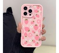 1 pezzo Custodia telefonica anti-caduta dipinta con fragole rosa alla moda e carina, compatibile con iPhone 17, 16, 15, 14, 13, S26, S25, S24, Honor 400Lite, 200Pro, Honor A5, X9, X8, X6, 9X, Smart 6/