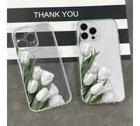 1 pezzo Custodia telefonica in TPU trasparente con motivo a tulipano, antiurto, impermeabile e resistente ai graffi, compatibile con Apple Series HUAWEI P30,HUAWEI P30 Pro,Galaxy S20,IPhone X/XS,iPhon