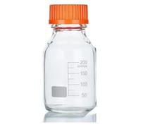 1 pezzo da 100 ml, 250 ml, 500 ml, 1000 ml, flacone for reagenti da laboratorio trasparente/marrone, bocca in vetro, tappo blu/flacone giallo(Amber-yellow 100ml)