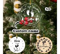 1 pezzo Decorazione acrilica personalizzata per il primo Natale del bambino 2024, Decorazione natalizia per il 1° Natale del bambino con nome e anno personalizzati, Decorazione ricordo del bambino, Re