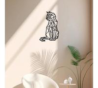 1 pezzo Decorazione da parete in ferro battuto a forma di gatto, decorazione artistica geometrica traforata, decorazione da parete in stile poligonale tagliata al laser, decorazione artistica da paret