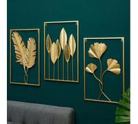 1 pezzo Decorazione da parete in ferro foglia metallica, oggetto da appendere a parete con foglie di ginkgo, palma e acero, per decorare soggiorno e camera da letto A,B,C,D,E,FFerro