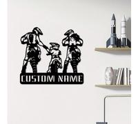 1 pezzo Decorazione da parete in metallo personalizzata per padri, madri e figli - Nome del ragazzo e logo del motociclista per motociclette fuoristrada - Contenuto del testo luminoso per temi di moto